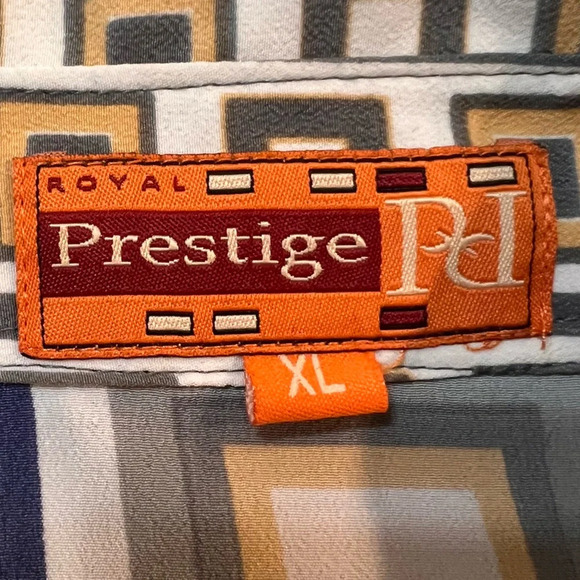 Royal Prestige Vintage Geometric Men’s Square Tail Short Sleeved Shirt. XL. - Picture 2 of 9